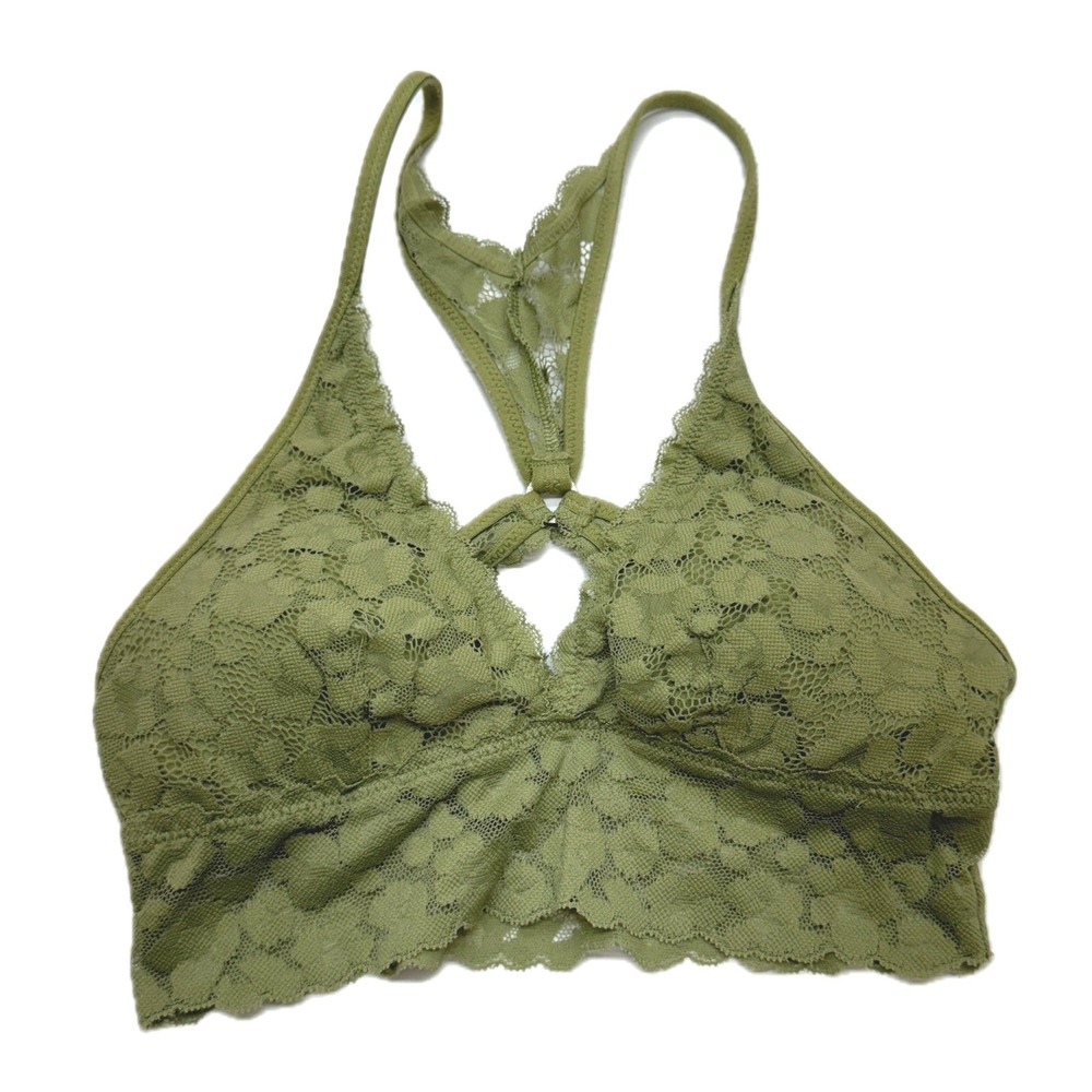 Aerie Bralette Women XS Green Lace Boho Fairycore Festival